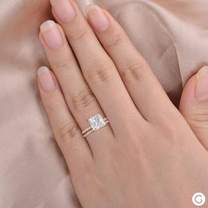 طقم خاتم خطوبة من ماي يي بتصميم الأميرة مع حجر سوليتير، مجوهرات ذهبية عيار 18 قيراط، خاتم زفاف بحجر موسانيت 2 قيراط للعروس - Product Image 6