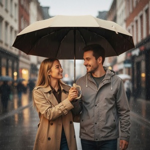 Automatic Manual Open Compact Umbrella with Iron <b>Frame</b> and Glass Fiber Ribs Windproof Travel Umbrella for Hanging - Product Image 3