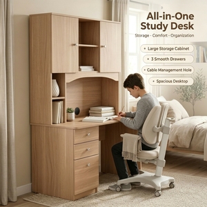 Wooden Foldable Extendable Computer <strong>Desk</strong> and Bookshelf with Healthy Design <strong>for</strong> <strong>Bedroom</strong> or Home Office Furniture Made in China - Product Image 1
