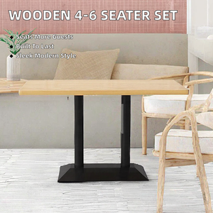 Modern Durable Solid Wood 4-6 Seater Restaurant Dining <b>Table</b> Set with Black <b>Chairs</b> Eco-Friendly Metal Frame for Commercial Use - Product Image 2