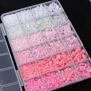 Nuevo Talismán de Uñas en Caja de 24 Compartimentos, Perla Negra de Resina, Base Plana, Diamante, Accesorios de Decoración de Uñas DIY - Product Image 2