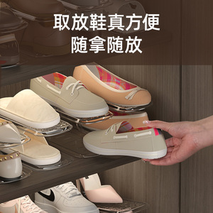Adjustable Double Layer <b>Shoe</b> Rack Transparent Plastic Storage Solution For Household <b>Shoe</b> Organizer - Product Image 3