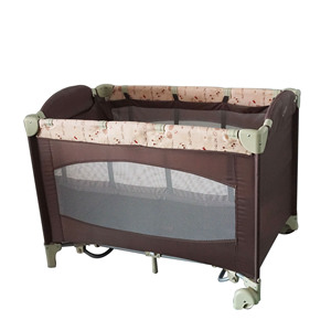 . Màu nâu playpen giường em bé đi du lịch cũi trẻ em giường sang trọng Playard với Rocking Swing nôi trẻ sơ sinh với bánh xe - Product Image 3