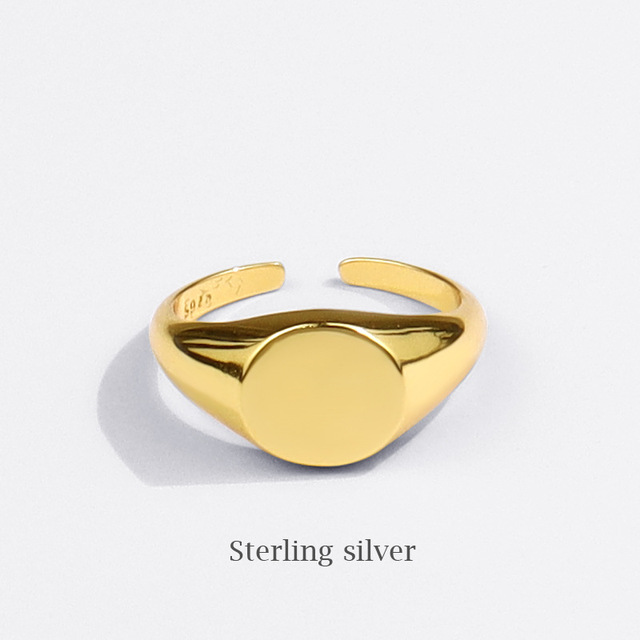 Fashion Jewelry 925 Sterling Silver Rings Women Jewelry Simple Gold Ring Opening Adjustment Jewelry