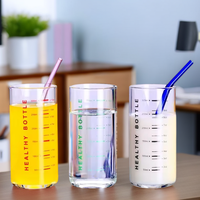 Tasse à mesurer en verre pour enfants, résistante à la chaleur, sans plomb, à fond épais, pour lait, eau, yaourt, boissons, 300 ml