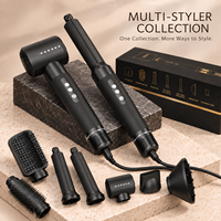 Kit d'outils capillaires multi-styler professionnel 7-en-1, sèche-cheveux électrique, brosse, lisseur, fer à boucler, peigne pour salon de beauté