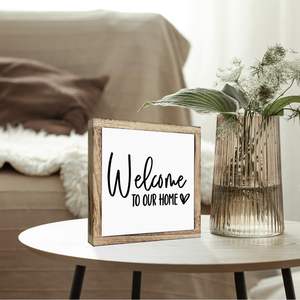 Segno di legno cornice in legno segno di benvenuto, tavolo rustico Freestanding parola segno per la decorazione della casa - Product Image 5