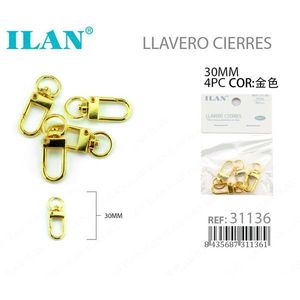 Lucchetti portachiavi ILAN 30 mm color oro, set da 4 pezzi per borse e accessori - Product Image 1