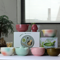 Ensemble de 8 outils pour matcha en céramique japonaise Astief avec logo personnalisable, bol à thé, fouet, support, pour usage domestique, kits de bols à matcha gravés