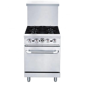 DCR24-4B Cocina Industrial de Acero Inoxidable de Alta Eficiencia Tipo Americano de 24 Pulgadas con 4 Quemadores, Plancha, Horno para Restaurante - Product Image 1