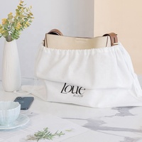 Pochette de protection anti-poussière en coton blanc brossé doux de qualité supérieure avec cordon de serrage, impression personnalisée du logo de la marque pour sac à main de luxe