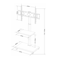 Support TV mobile en acier, entièrement articulé, VESA 620x400mm, glissière horizontale, 32-35 pouces, chariot TV mobile noir, haute capacité de charge