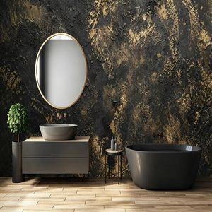 <span class=keywords><strong>Papier</strong></span> <span class=keywords><strong>peint</strong></span> mural abstrait de luxe <span class=keywords><strong>Art</strong></span> Déco <span class=keywords><strong>noir</strong></span> et or à texture de pierre brute pour chambre à coucher, fond de télévision, décoration intérieure personnalisée - Product Image 5