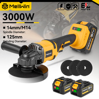 Meuleuse d'angle sans fil 21V sans balais 125mm M14, 3 vitesses réglables, outil de meulage et de découpe