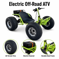 Go Kart Eléctrico Todoterreno, Mini Buggy con Manillar para Adultos, Llantas Grandes de 10 Pulgadas, Buggy de un Solo Asiento con Motor sin Escobillas y Batería de Litio