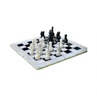Jeu d'échecs en marbre fait main, style Art Déco, plateau rectangulaire, décoration de table pour salon, cadeau de mariage