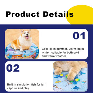 Colchoneta refrescante de verano para mascotas, Enfriador de cama de juego de agua de verano de PVC para perros y gatos con peces de esponja con estampado de peces incluidos - Product Image 4