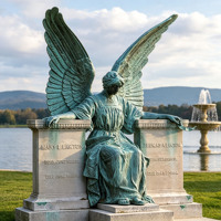 Ornement commémoratif personnalisable, sculpture d'ange en bronze de style européen vintage pour jardin et parc
