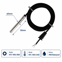 10K 3950 NTC Wasserdichter Temperatursensor IP68 Edelstahl-Thermistor für Industriekühler, Kühlung, Fischteiche