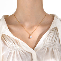 Bijouterie Vente en gros Collier en acier inoxydable plaqué or 18 ct Collier étanche goutte d'eau CZ Griffe pour femme