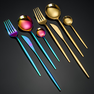 Set di posate dorate all'ingrosso: coltello, cucchiaio, forchetta in acciaio inossidabile dorato per matrimoni - Product Image 3