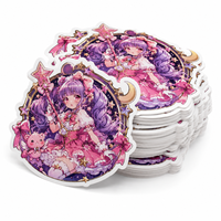 Autocollants PVC personnalisés Anime Magic Girl, couleurs vives, résistants aux UV, découpés, Kawaii Manga, mignons, imperméables, en vinyle, pour merchandising de dessins animés