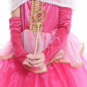 <span class=keywords><strong>2022</strong></span> nuevo vestido de princesa de Halloween rojo rosa para niñas belleza soñolienta inspirado con corona varita mágica capa sobre manga para niños - Product Image 4