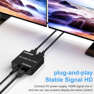 Répartiteur HDTV haute définition 1x2 4K 60Hz, 1 entrée 2 sorties, pour double écran miroir pour HDTV <span class=keywords><strong>PS5</strong></span> Xbox - Product Image 4