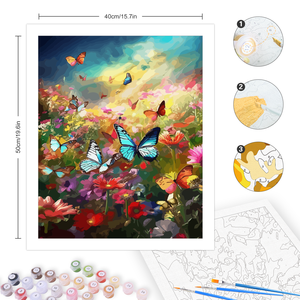 Kits de Pintura por Números <span class=keywords><strong>para</strong></span> Adultos, Kit <span class=keywords><strong>para</strong></span> Principiantes, Mariposas y Flores, Dibujo por Números <span class=keywords><strong>para</strong></span> Decoración del Hogar, Arte de Pared, 40x50cm - Product Image 3