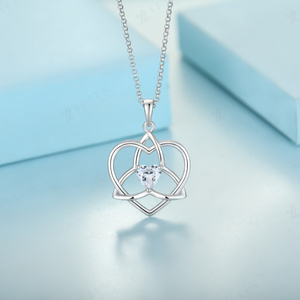Aniversario San Valentín mujeres 925 plata esterlina nudo celta corazón colgante collar con piedra de circón brillante perfecto - Product Image 2