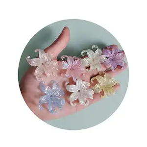 Vente en gros 100 pièces 9*43MM acrylique plastique grande fleur perles AB perle comme Floral breloques en vrac pour bricolage artisanat fabrication de bijoux