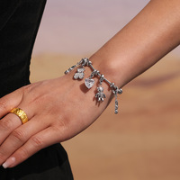 Bracelet à breloques ours personnalisé plaqué or 18 carats chaîne perlée en acier inoxydable CZ pour femmes bijoux animaux mignons réglables
