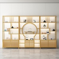 Étagère et vitrine à thé en fer forgé moderne, modulaire et réglable, avec design écologique pour la décoration de salle de thé