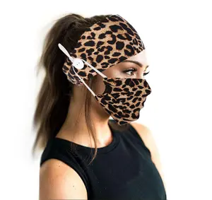 tóc phụ kiện ma Suppliers-Tùy Chỉnh Đàn Hồi Tie Dye Leopard Kỳ Nghỉ Headband Headband Ma Sk Khăn Headband Với Nút Phụ Kiện Tóc