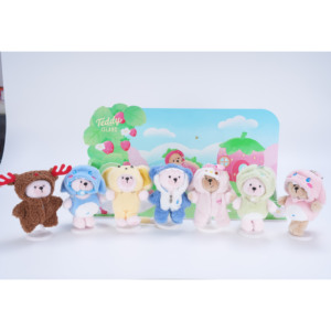 Vêtements personnalisables pour peluche ours en peluche mignonne avec costume bleu amovible, jouet ours en peluche doux, cadeau pour la décoration - Product Image 2