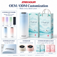 Botol Air Stainless Steel 480ml, Botol Termos Vakum Isolasi, Flask dengan Layar LED Penunjuk Suhu, Logo Custom