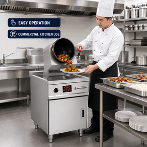 เครื่องผัดอาหารอัจฉริยะแบบไฟฟ้า 5000 วัตต์ หุ่นยนต์ผัดอัตโนมัติสำหรับโรงอาหารขนาดใหญ่และโรงงานอาหาร - Product Image 4