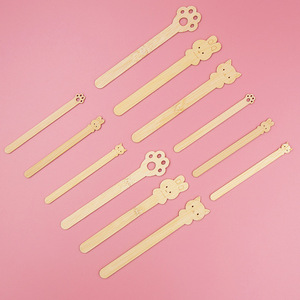 Bâtonnets de crème glacée en bambou naturel DIY Parent-enfant Dessin animé Mignon Créatif Bâtonnets de sucettes glacées jetables en bambou Vente en gros - Product Image 2