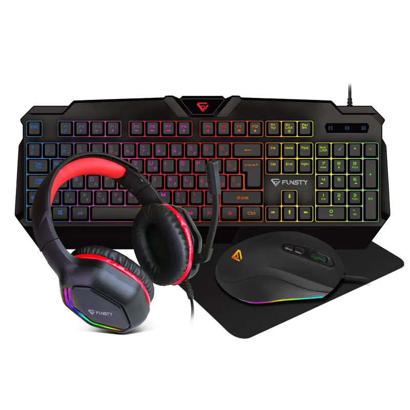 gaming mouse pad keyboard headset combos membrane gaming keyboard and mouse combo rainbow RGB backlight