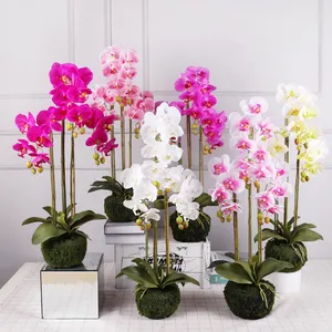 Qihao новый стиль 3 стебля искусственная бабочка Орхидея реальная на ощупь ткань цветок растение бонсай для продажи