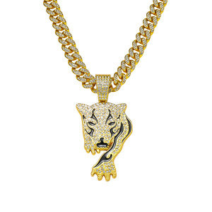 New Simple Personalization Design Shine Alloy Leopard Head <b>Animal</b> Pendant Necklace Hiphop Mens Necklace Wholesale Jewelry Trendy - Product Image 6