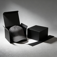 Boîte cadeau en papier noir pour casquette de baseball - Boîte d'emballage durable avec couvercle