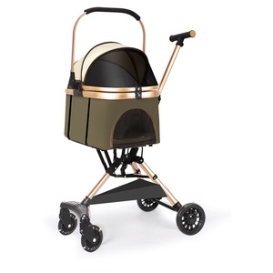 Nouvelle poussette pliable légère pour animaux de compagnie de petite et moyenne taille, poussette portable pour chien et chat pour les promenades en plein air, équipement de voyage respirant - Product Image 4