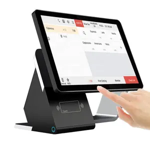 17英寸双触摸屏铝 android POS 系统面板 pc 与 NFC 卡读卡器