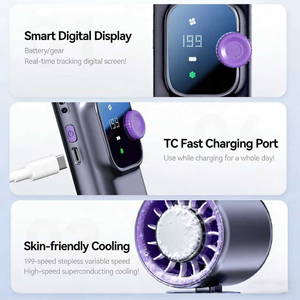 Ventilador de Mano Plegable 166 con Pantalla Digital, Ventilador Pequeño Portátil para Exteriores, Ventilador de Cuello Colgante de Alta Velocidad, Mini Ventilador de Turbina - Product Image 3