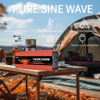 Houli onda sinusoidal pura 3000W 12V 24V 220V convertidor 12V 220V Pur sinus 3000W inversor de corriente CC 12V a CA 220V 110V 3000W