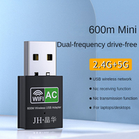Tarjeta de Red Inalámbrica USB de Doble Banda 2.4G+5G, Receptor Wifi de Escritorio, 600M, Antena Externa Mejorada, Dongle Inalámbrico