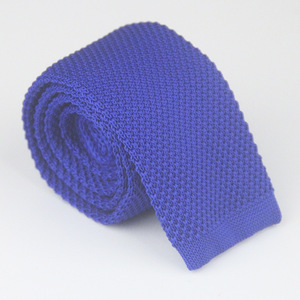 Cravates en tricot ajustées pour hommes, style vintage, décontractées et élégantes, à extrémités plates, couleur unie, coupe carrée, infroissables, pour affaires décontractées - Product Image 6