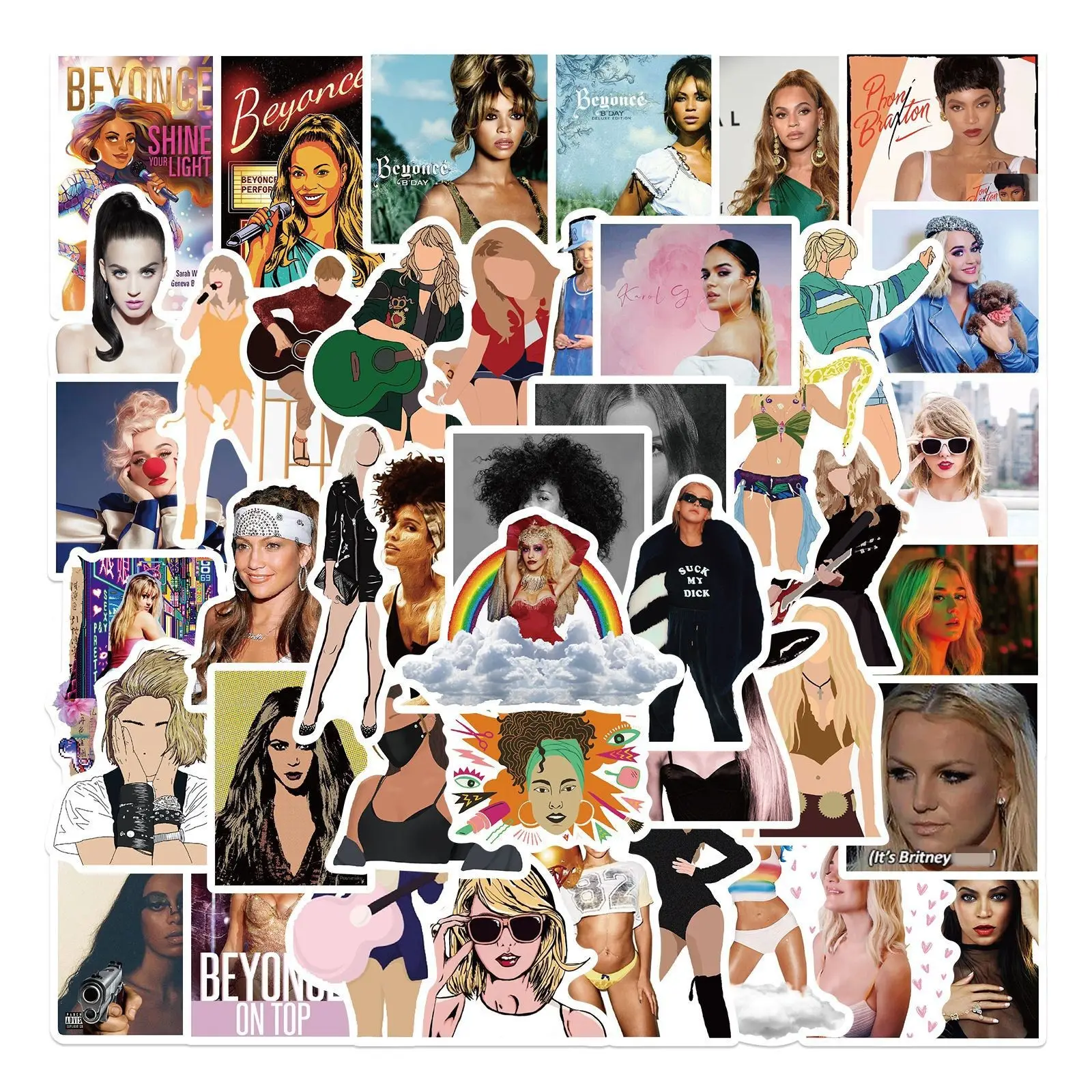 50PCS USA popular singers sticker Beyonce Britney mixed for fan Notebook Computer Car Guitar