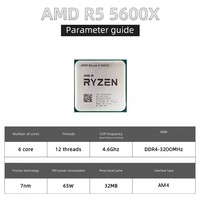 NOUVEAU Processeur R5 5600G 5600X 5600 5500 4500 3600 7500F Accessoires de jeu PC Socket AM4 CPU AMD Procesador Ry-Zen 5 5600G